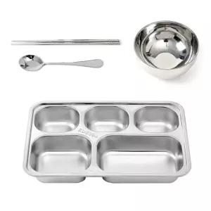 온키친 스텐 5구 식판 풀세트 중학교 개인배 밥상 단체급 가정용