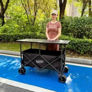캠핑 카트 접이식 웨건 수레 폴딩 리프팅 테이블 지붕 블랙