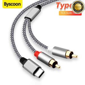 USB C-2RCA 오디오 케이블 유형 Y 케이블(스피커 증폭기용) 남성-남성 분배기(자동차 보조 스테레오 스피커