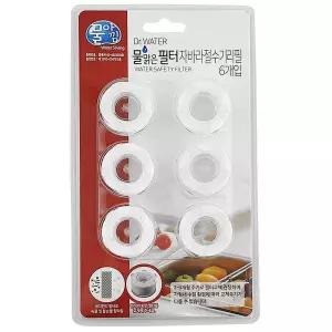 물아낌 맑은필터 자바라 절수기 리필 6개입(5443)헤드교체 주방수전 수도 원홀 수헤드 수전용
