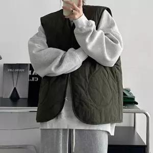 퀼팅 오버핏 패딩 조끼 경량 베스트 라운드넥 데일리 루즈 벌룬 간절기아우터 데일리룩 캐주얼 원마일웨어