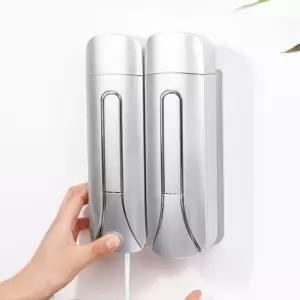 클린라인 벽걸이 물비누 디스펜서 2구(300ml) (실버) 세제 화장실 비누통 주방 핸드워시 욕실 샴푸 린스 바