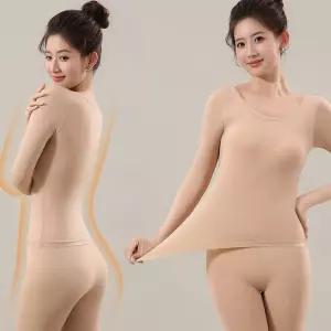 여성 자극 없는 깔끔핏 캡 내장 겨울 이너웨어 내복 상하의 세트 성인 기모 할머니 여자 내의 어른 얇은 보