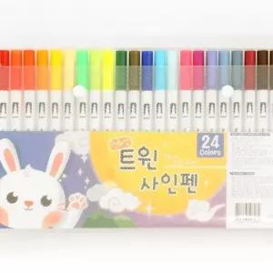트윈 사인펜 세트 24색 UDPAT0072칠 꾸미기 싸인 24 컬러