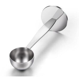 윌리스터 투인원 스테인리스 스틸 커피 스쿱 탐핑 이중 목적 스푼 파우더 해머 탐퍼 다기능 홀더 도구 측정