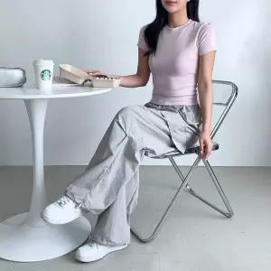 여성 여름 바지 바스락 스트링 카고 팬츠면팬츠 면팬츠 와일드 트레이닝 편안한 키작녀 여자 건빵 스판