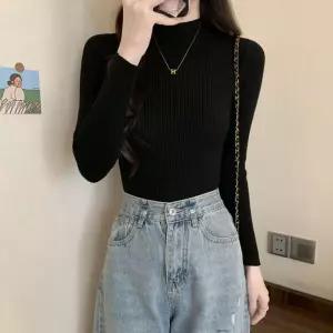 골지 슬림핏 하프폴라 니트 UJS-006클래식목티 터틀넥셔츠 여성 목티 포근한