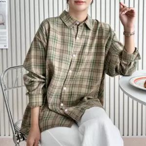 하이틴 여자 오버핏 체크 남방 SD-241032W 셔츠 여성 블라우스