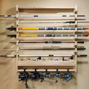 UST 로드거치대 낚시대거치대 벽걸이형 베이트 스피닝릴 수납공간