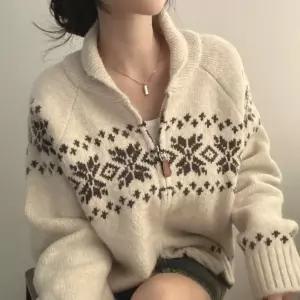 [yck]눈꽃 스노우 노르딕 겨울 집업니트[패션]