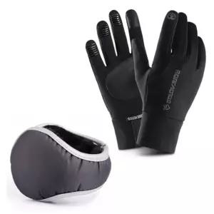 방한 기모 남여 장갑 + 패딩 귀마개 세트용 스포츠 디자인 손가락 겨울용 운동 등산