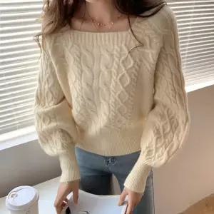 꽈배기 케이블 크롭 스퀘어넥 니트 7컬러 소매 벌룬스판티셔츠 골지 이너 레이어드 여성상의 다양한 스웨터