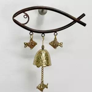 동파이프 물고기 3P 황동 문종 수작업 도어벨 풍경문딸랑이 현관 출입 까페 카페 풍경 장식