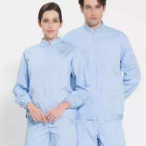 하늘색 긴팔 위생복 자켓 쿨라이트 지퍼 단체 상의 작업 공장 스판식당 식품회사 해썹 유니 남녀공용 급식