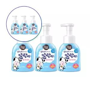 쌍문상회 말랑이 버블 핸드워시 화이트우유향 300ml 용기 3개입 펌프 애경 거품형 손 세정제