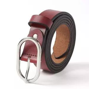 레아 여성 소가죽 벨트(레드) 핀버클 청바지벨트