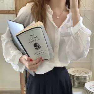 심플디자인 가벼운옷차림 프릴넥 시스루 블라우스봄셔츠 오피스룩 데일리여성 민소매 오프숄더 서스펜더 정