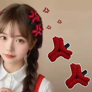 헤어 니트 집게핀인스 재밌는선물 감정 겨울 귀여운 머리 집게 스타