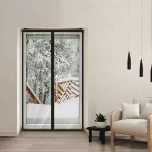 프리미엄 보온용 자석 방풍커튼 대 블랙틈새차단 개폐식커텐 우풍 투명 방문 사무실 테이프 외풍비닐 바람