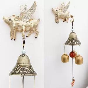 날아라 황금돼지 문종현관 인테리어 실내 문소품 도어벨 알림 풍경