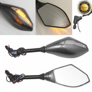 혼다 스즈키 야마하 두카티용 오토바이 백미러 LED 방향 지시등 포함 사이드 2 개 10mm