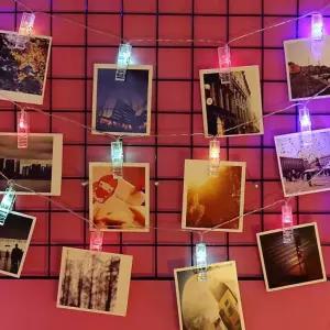 인테리어 LED 클립 컬러 점멸 집게 전구 20구 (3m)전시용 포토 칼라 사진 조명