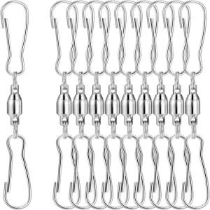 TecUnite 10팩 회전 후크 클립 매끄러운 듀얼 매달기 윈드록 윈드 스피너 차임 크리스탈 트위스터 파티