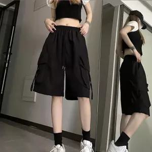 여성 캐주얼 반바지 라프라 허리밴딩 데일리 카고팬츠여자 여름밴 통넓은 바지 시원한 버뮤다 캐주얼룩