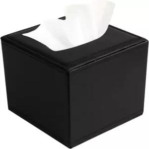 PU 가죽 티슈 박스 커버 자석 잠금장치 하단 의 사각 홀더 욕실 세면대 나이트 스탠드 침실 사무실 책상 및