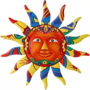 베보가든 13인치 금속 태양벽 아트 장식 실내 야외 홈 가든 크리스마스 선물 다채로운 태양 얼굴 조각 및