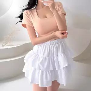 [다잇템]여성 고무줄 프릴 쁘띠 귀여운 티어드 스커트 (36999017A)