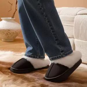 남성 따뜻한 퍼안감 베이직 실내용 외출용 겨울 사무실 거실화