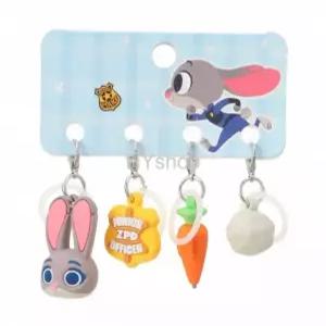  주토피아 2 토끼 주디 당근 뱃지 여우 닉 팝시클 넥타이 꼬리 키링 세트