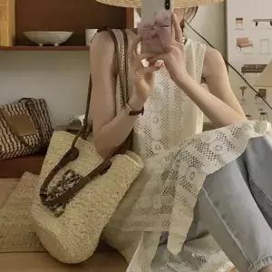 [에이치플러스몰]시그니처홀 프릴레이스 나시 앤틱 미니드레스