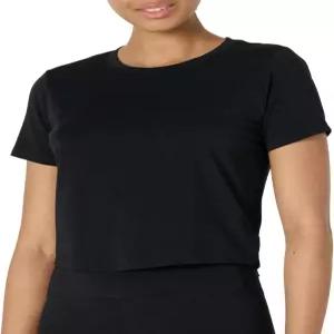 아마존 에센셜 여성용 액티브 소프트 코튼 크루넥 반팔 요가 운동 경량 크롭 티셔츠