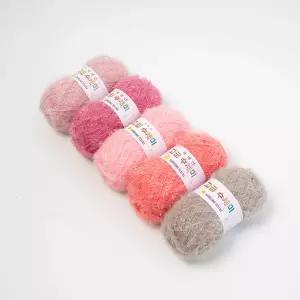고급 수세미 80g x 5p 도안 8종 뜨개질DIY패키지 핑크베이지 1개