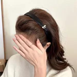 리본 큐빅 헤어밴드 보석 머리띠 새틴 공단 슬립 얇은 안아픈