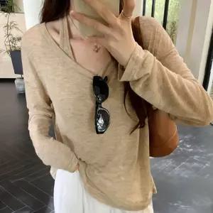 여성 루즈핏 스타일 슬리브리스 레이어드 긴팔 세트니트티셔츠 라운드 가을 겨울 골지 부드러운 슬림 여자