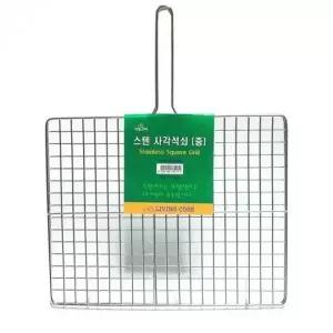 접이식 스테인리스 양면 그릴망 손잡이 바비큐 석쇠망 캠핑용 석쇠