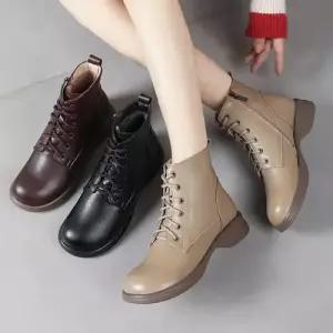 여친 면 빈티지 플랫폼 기모 플랫워커 MN 컴포트 워커 통굽 가죽 앵클부츠 OOTD5