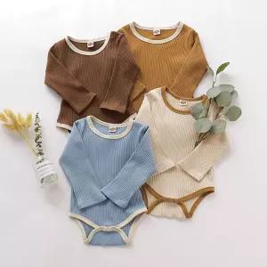 배색U넥 골지 긴팔 바디슈트 304241예쁜우주복 신생아 아기 유아 귀여운