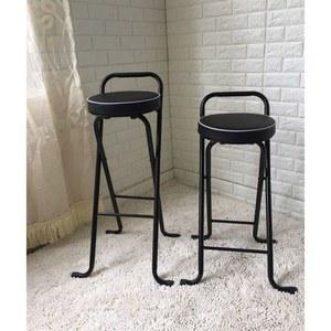 쿠션 등받이 높은의자 라운드 카페 75 70CM얇은패드올블랙 간단한 접이식 식탁 백색 높이 스탠드