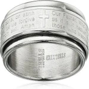 아마존 에센셜 스틸타임 남성용 18k 골드 도금 아워 파더 기도 스피너 밴드 링 (이전 컬렉션)