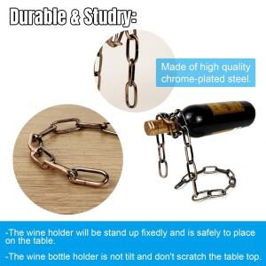 플로팅 와인 병 홀더 - 매직 스틸 체인 랙 (공중에 띄우는 디스플레이용) 긴 목의 모두 보관 가능