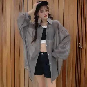 [신상오픈런]여성 여름 시스루 핏 오버사이즈 쉬폰 블라우스 (32331201)