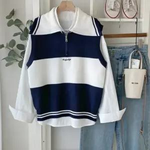 [신상오픈런]스트라이프조끼 봄 필드룩 하프집업 골지 니트베스트 (30100036)