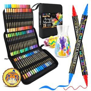 베템 페인트 DIY 포인트가 키트 드로잉 포함 공예 브러시 캔버스 바위 키트 컬러 유리 그림 마커 나무 아크릴 있는 듀얼 마커 파인 가방 72 팁과