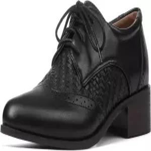 여성 옥스포드 슈즈 윙팁 새들 레이스업 가죽 작업 공식 비즈니스 캐주얼 브로그 드레스