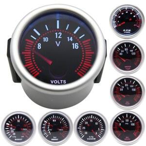 센서 장착 스모크 부스트 게이지, 오일 온도 오일 프레스 계량기, 1/8NPT 전압계 타코미터 RPM 게이지, BAR PSI, 52mm