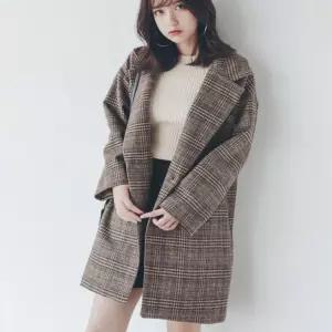 하프기장 모직자켓 간절기 모직 루즈핏 모직체크 여성 체크